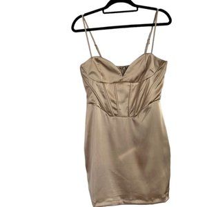 NWT dynamite goldish tan bustier top fitted mini dress size medium